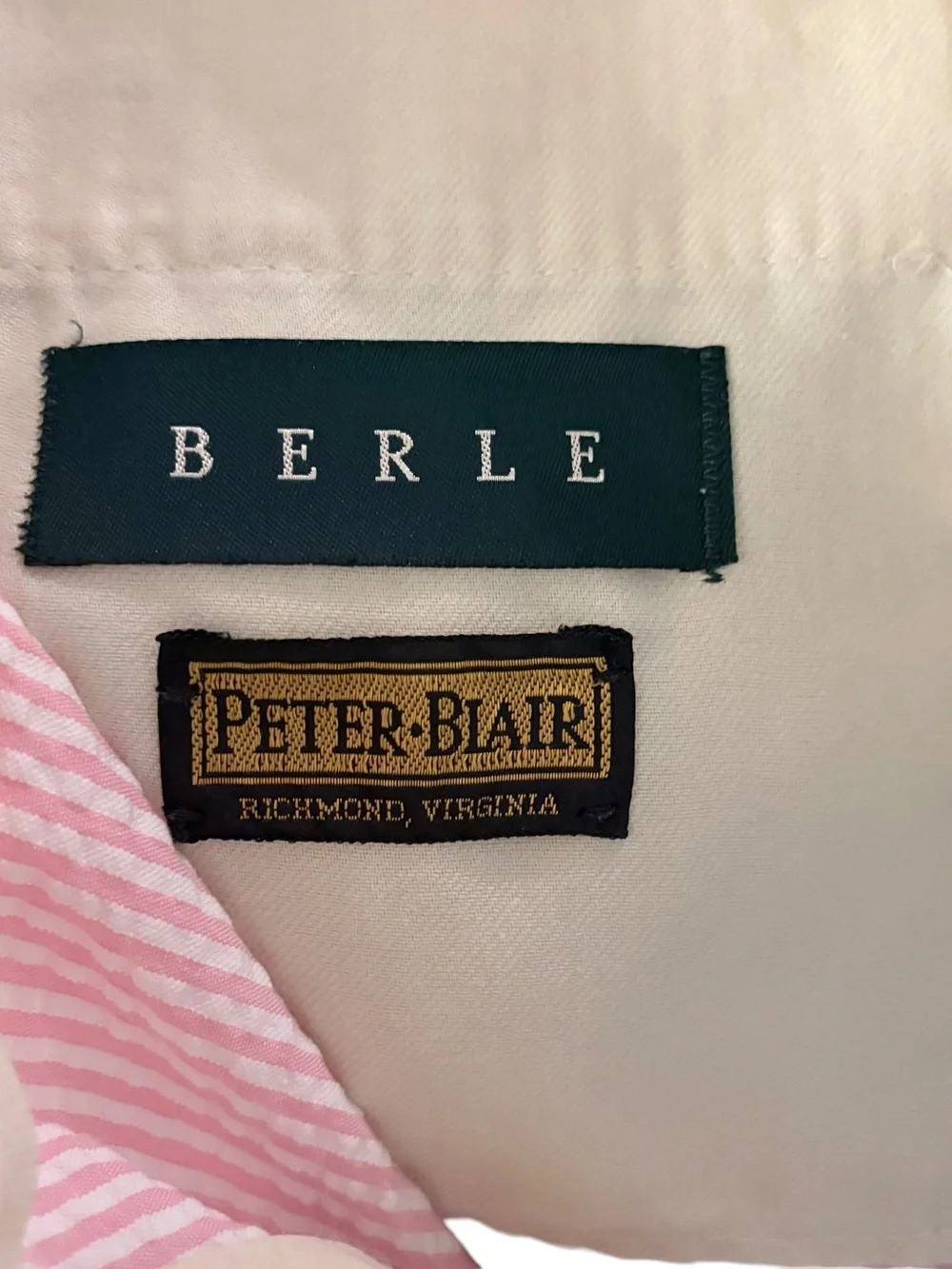 Berle Pink/White Pleated  Striped Seersucker Mens Shorts sz 34”